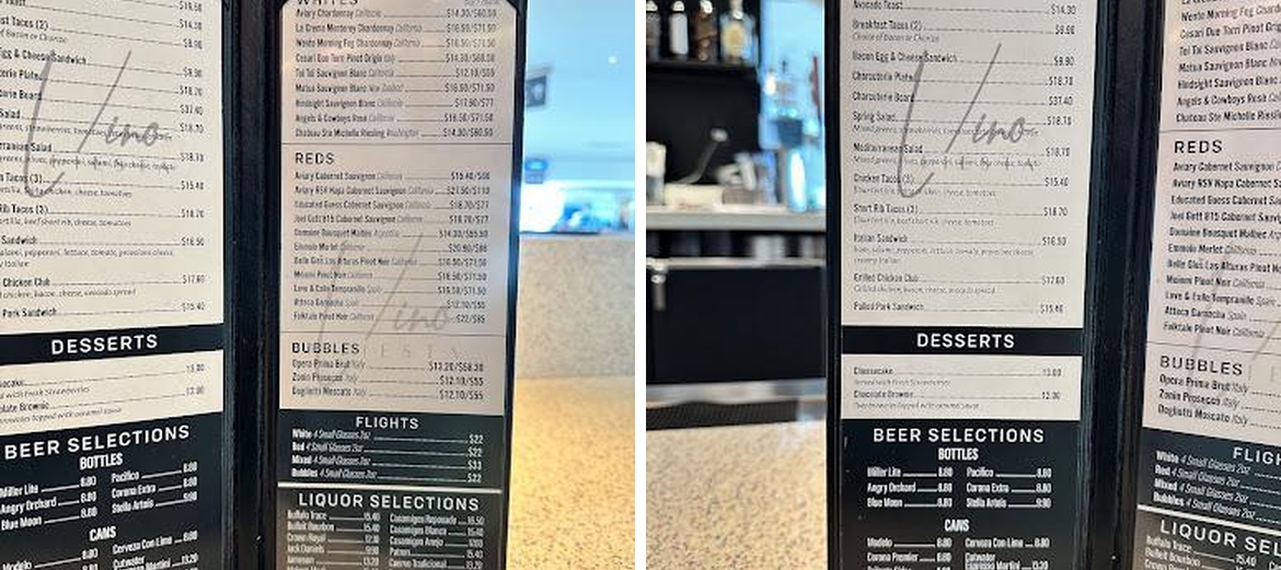 Vino Fiesta Menu